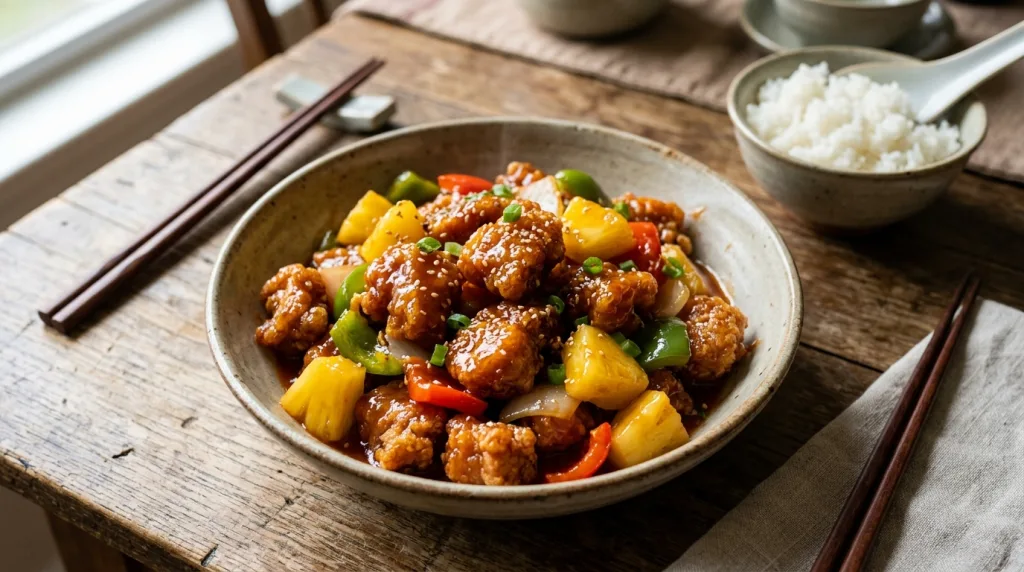 découvrez la recette chinoise authentique du porc à l'ananas, un plat aigre-doux savoureux et facile à préparer, idéal pour régaler toute la famille.